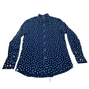 Michael Kors Mens Navy Cotton Stretch Polka Dot Button-Up Dress Shirt Sz XXL